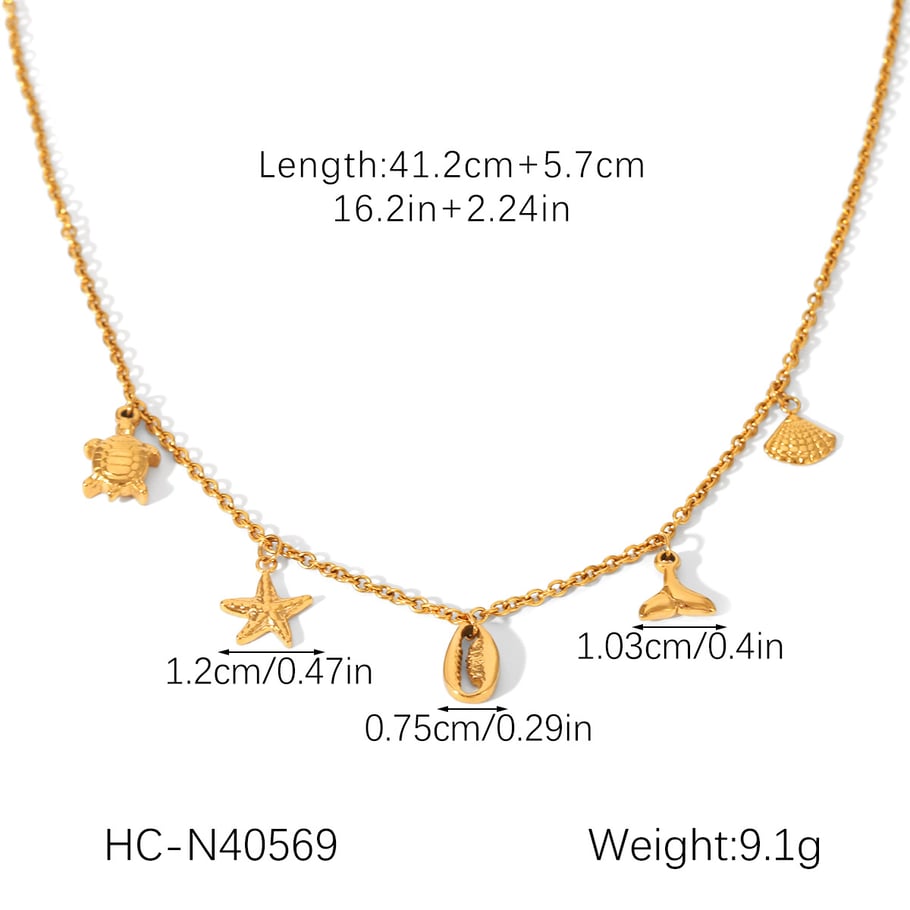 1 Piece Oceanic Turtle Stainless Steel Gold Color Women's Pendant Necklaces Picture2