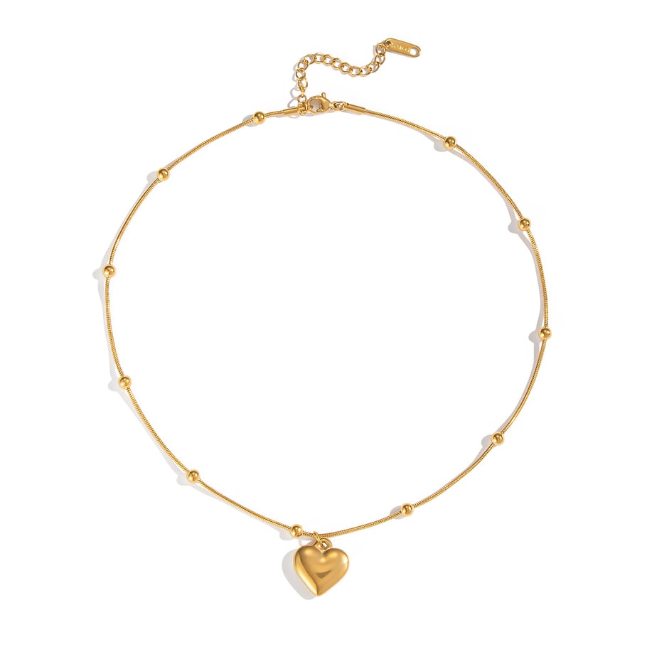 Collana con ciondolo a forma di cuore in acciaio inossidabile color oro, 1 pezzo Immagine5