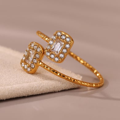 1 Piece Luxurious Heart Stainless Steel Gold Color Women's Gemstone Rings h5 Picture4