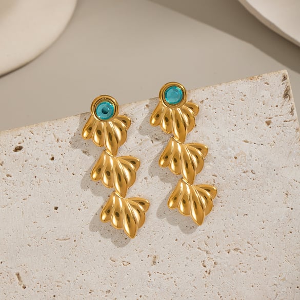 1 Pair Shell Stainless Steel Gold Color Dangle Earrings 2