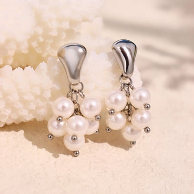 1 Pair Gorgeous Natural Stone Tassel Stainless Steel Gold Color Women's Drop Earrings h5 Picture4