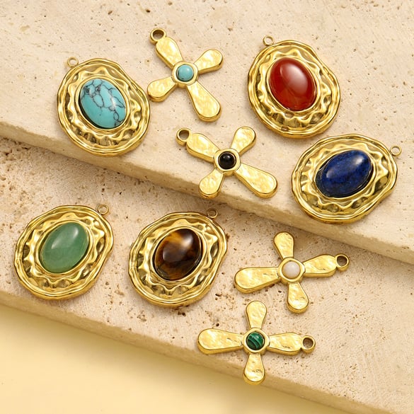 1 Piece Elegant Cross Natural Stones Women's Pendants