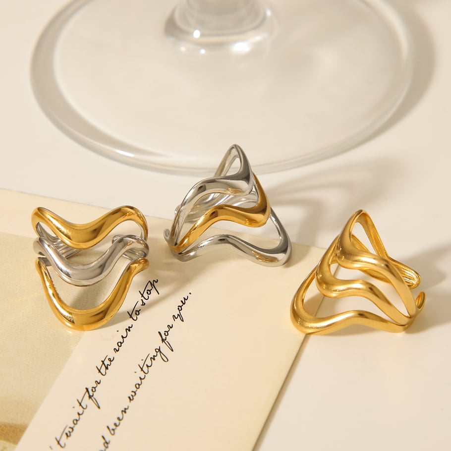 1 Stück einfache Statement-Ringe aus Edelstahl mit täglichen Linien in Goldfarbe Bild8