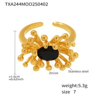 TXA244-Black zircon flower ring-size 7 Picture7