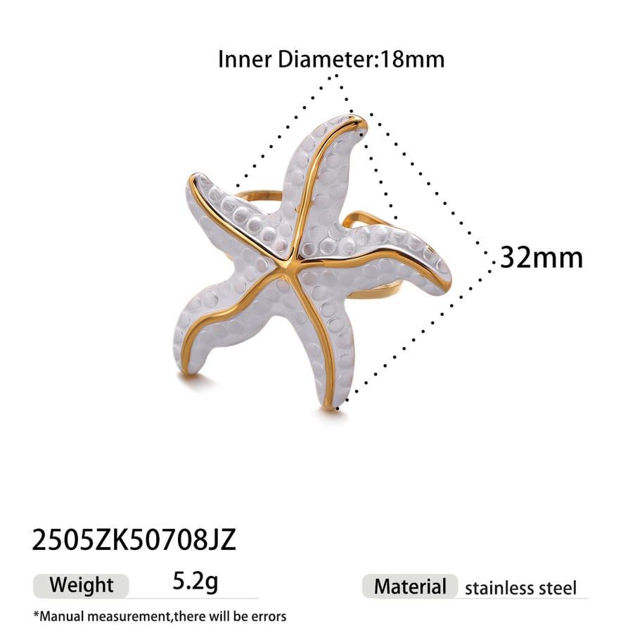 Starfish Stainless Steel Gold Color Earrings Set 