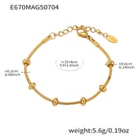E670-Golden Bead Bracelet 15+4cm Picture19