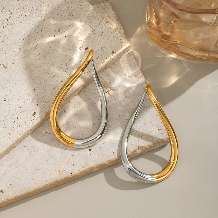 1 Pair Simple Stainless Steel Mixed Color Drop Earrings h5Picture3