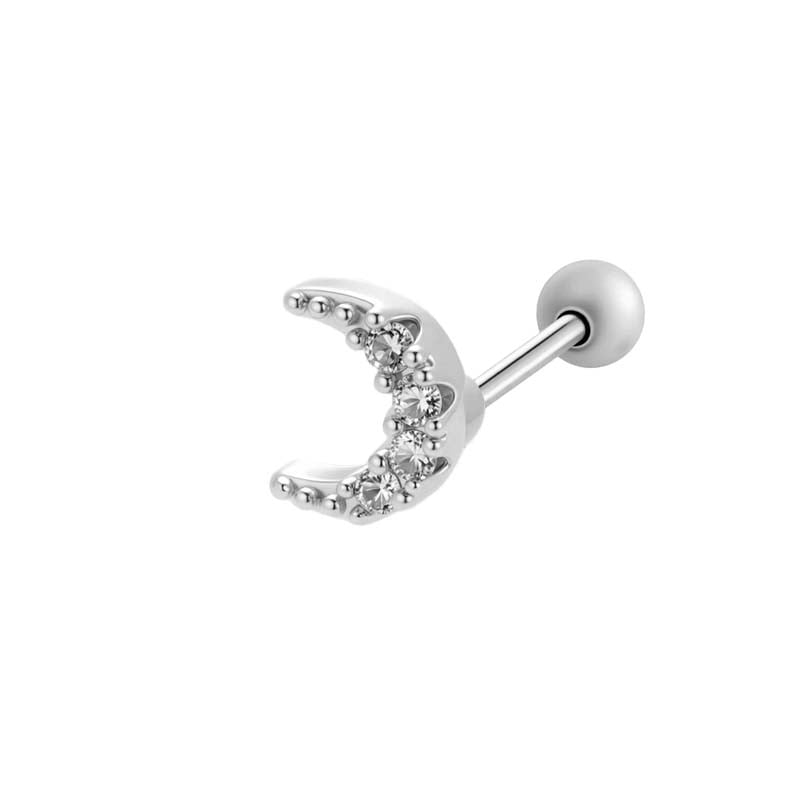 1 pieza de aretes de perforación para mujer con circonitas de color cobre y dorado con rombos sencillos 