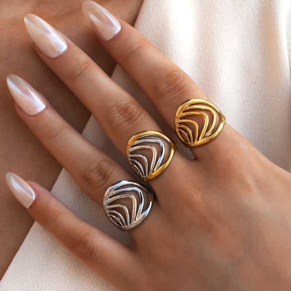 1 Piece  Simple Strip Stainless Steel  Gold Color  Minimalist Rings 2