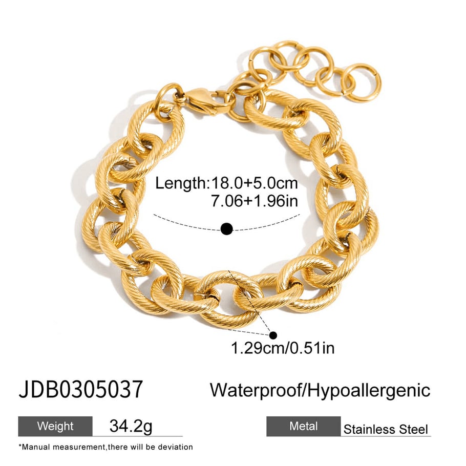 1 Piece Classic Twist Stainless Steel Gold Color Women's Chain Bracelets 