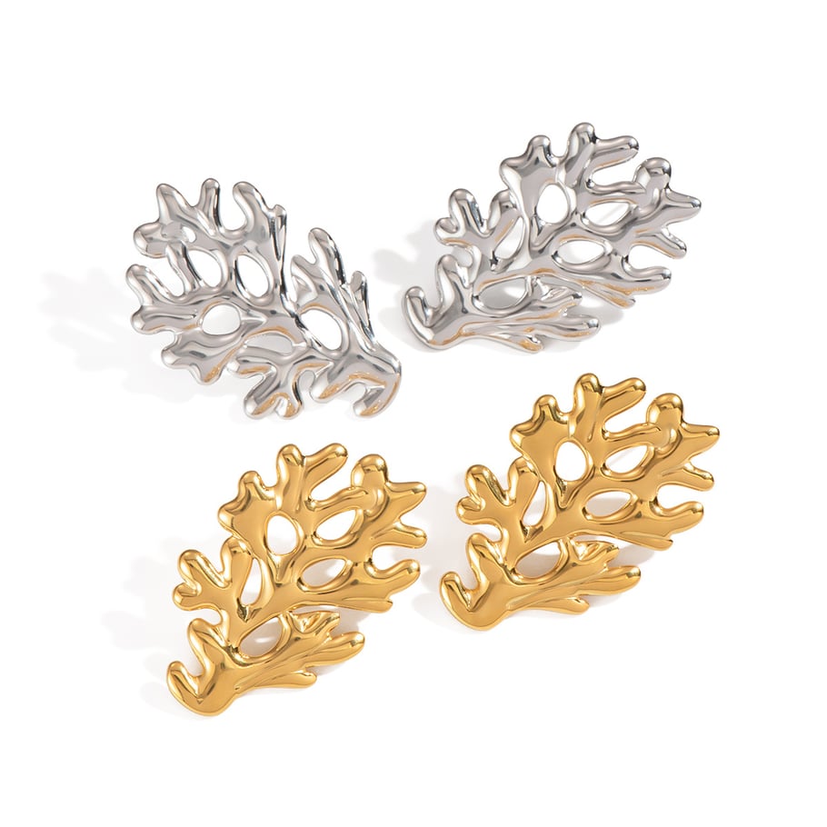 1 Pair Simple Series Daily Coral Stainless Steel  Gold Color  Women's Stud Earrings Picture4