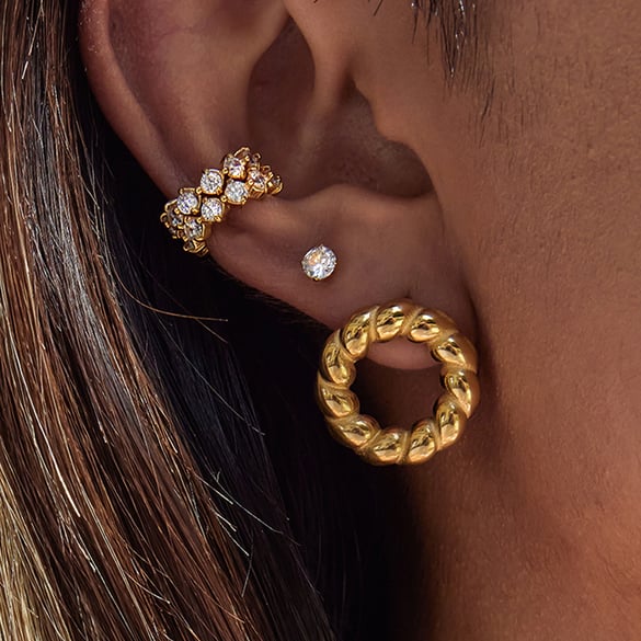 1 Pair Simple Twisted Knot Stainless Steel Gold Color Women's Stud Earrings 2