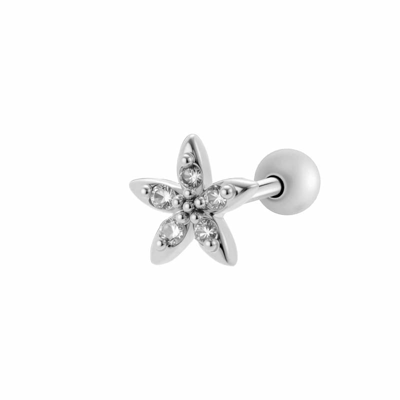 1 Adet Çiçek Bakır Altın Rengi Zirkonyum Piercing Küpe 