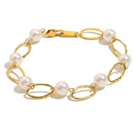 Imitation Pearl Bracelet-Gold 
