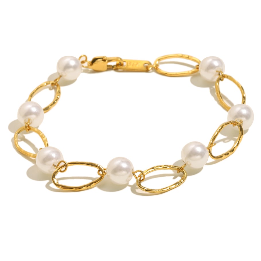 1 Piece Classic Series Oval Stainless Steel Gold Color Women's Chain Bracelets 