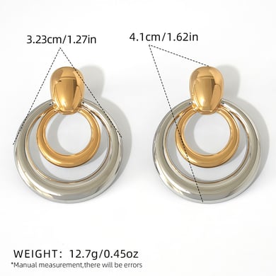 1 Pair Simple Circle Stainless Steel   Gold Color Women's Stud Earrings h5 Picture2