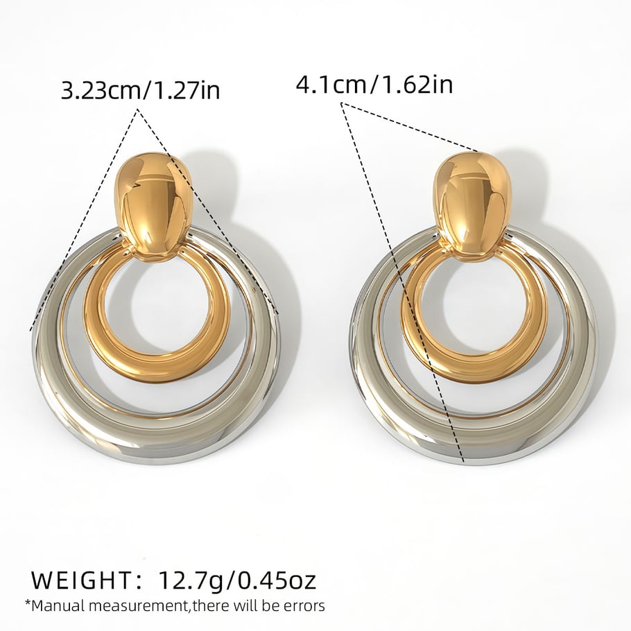 1 Pair Simple Circle Stainless Steel   Gold Color Women's Stud Earrings Picture2