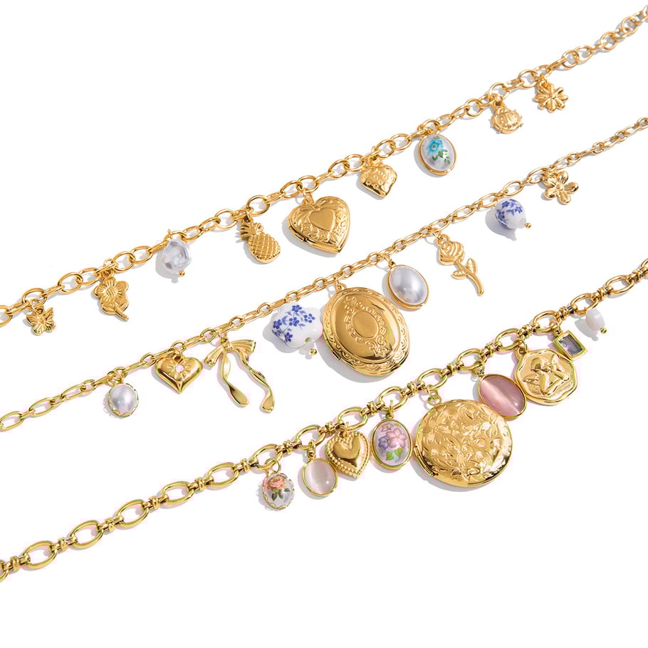 Collier avec pendentif en forme de cœur sophistiqué pour femme, en acier inoxydable, couleur or Image8