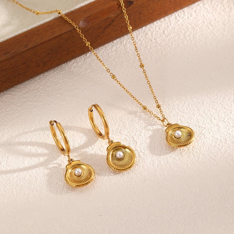 1 stuk schelp roestvrij staal goudkleurige hanger ketting Afbeelding2