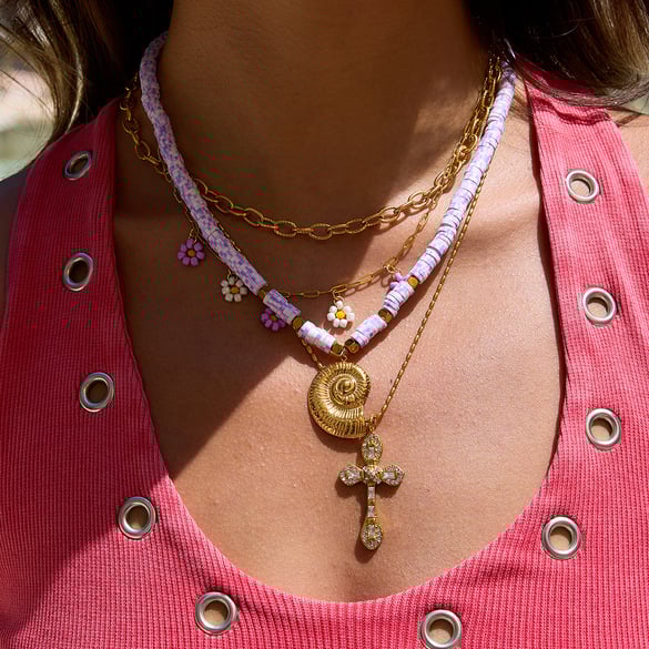 1 Piece Vivid Shell Stainless Steel Gold Color Women's Pendant Necklaces 2