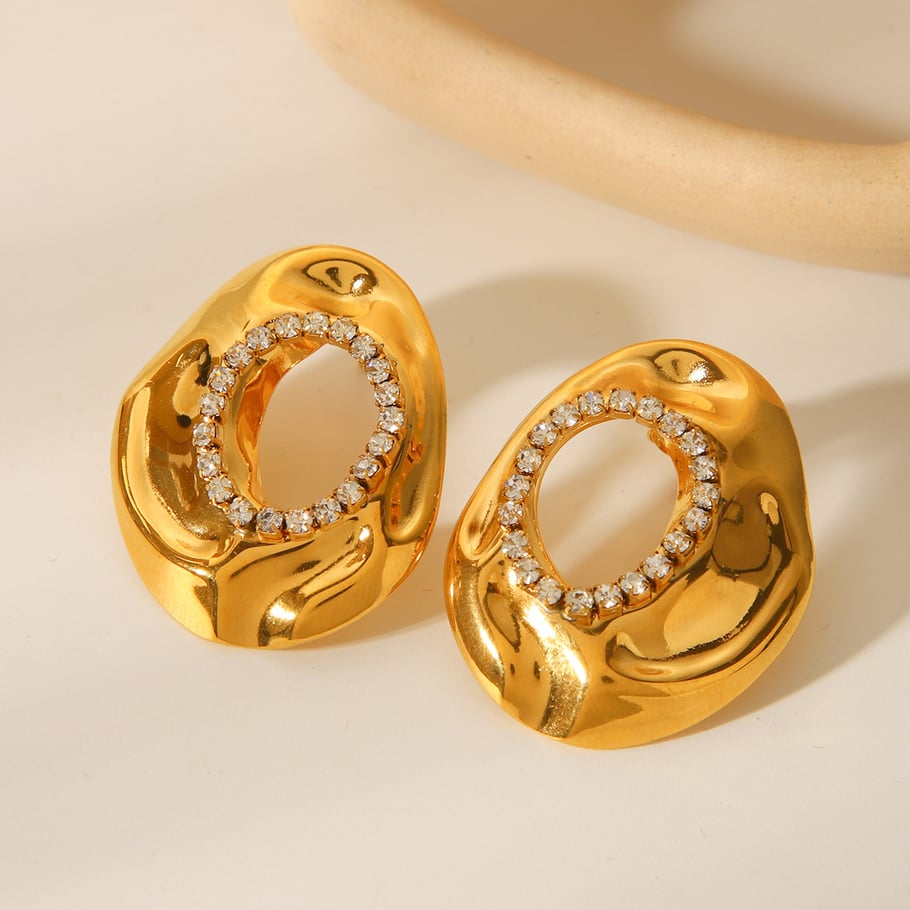 1 Pair Simple Geometric Stainless Steel Gold Color Women's Stud Earrings h5Picture3