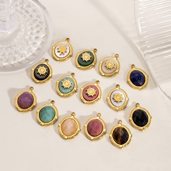1 Piece DIY Retro Irregular Shape Natural Stone Women's Pendants 2