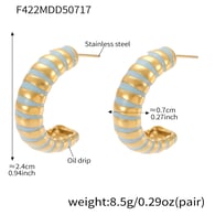 F422-Orecchini blu smalto oro Immagine5