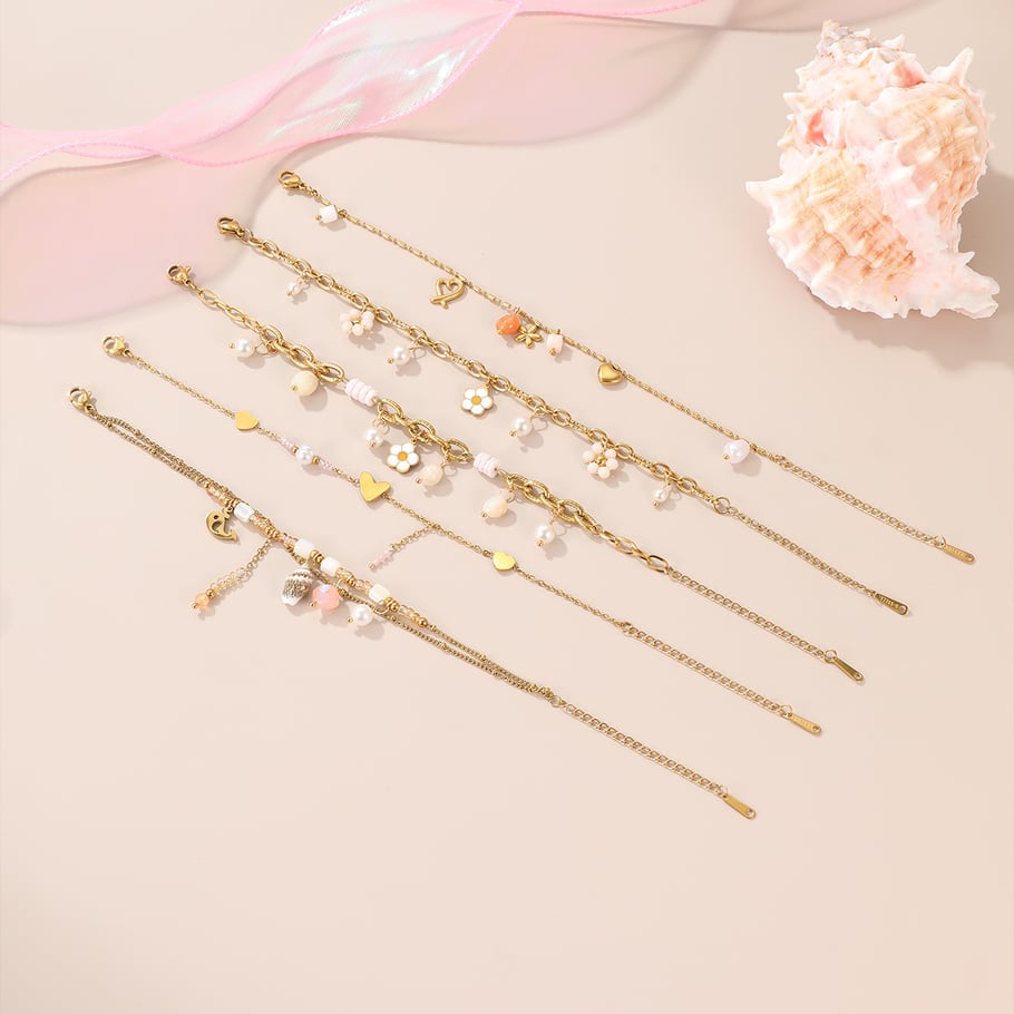 1 Piece Romantic Stainless Steel Gold Color Charm Bracelet Picture3