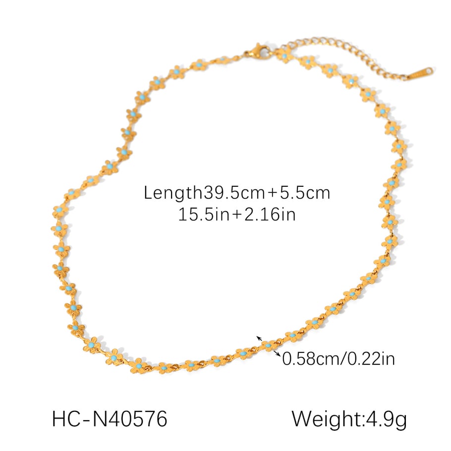 Ensemble de bijoux pour femme en acier inoxydable couleur or avec fleur simple, 1 pièce h5Image2