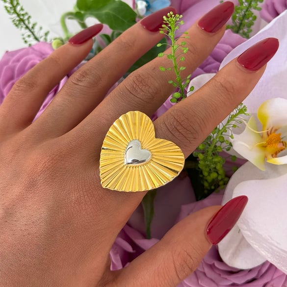 1 Piece Romantic  Simple Heart Stainless Steel  Statement Rings 2
