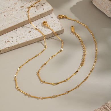 Set di collane in acciaio inossidabile color oro h5 Immagine3