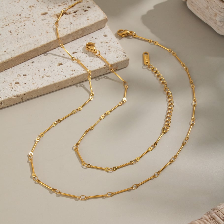 Set di collane in acciaio inossidabile color oro Immagine3