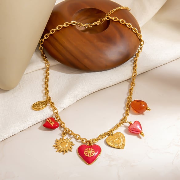 1 Piece Sweet  Heart Stainless Steel  Gold Color  Women's Pendant Necklaces
