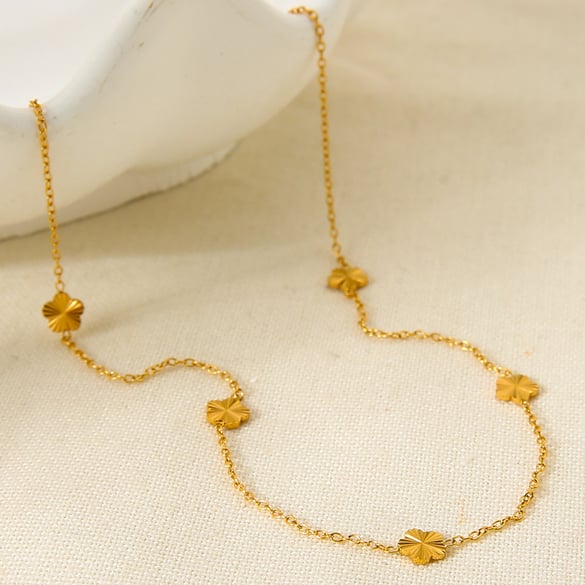 1 Paar romantische Serie elegante Edelstahl Gold Farbe Damen Kette Halsketten 2