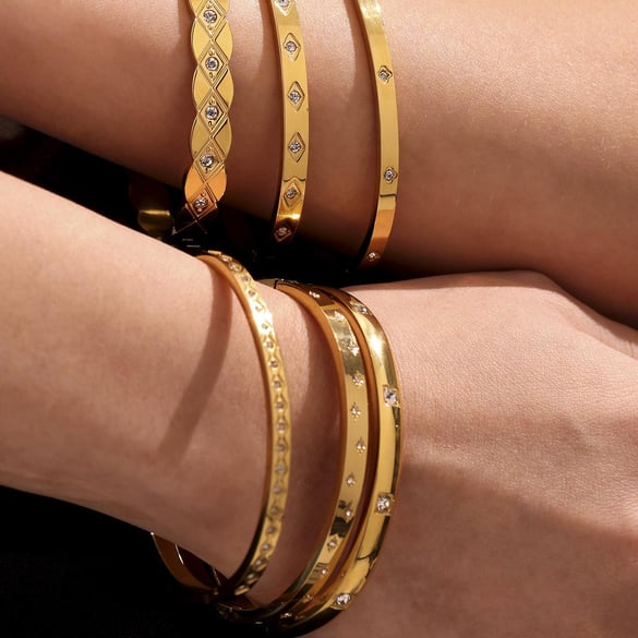 1 stuk klassieke onregelmatig gevormde armbanden van roestvrij staal in goudkleur voor dames 2