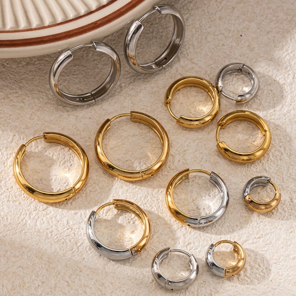 1 Pair Circle Stainless Steel Hoop Earrings 2