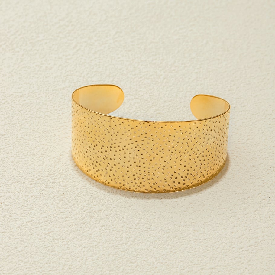1 stuk ontwerpbare hoogwaardige textuur roestvrij staal goudkleurige damesarmbanden Afbeelding5