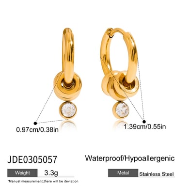 1 Pair Simple Series Circle Stainless Steel Gold Color Women's Hoop Earrings h5 Picture2