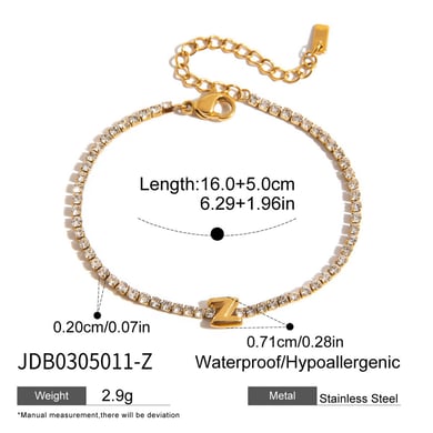 1 Piece Delicate Letter Stainless Steel Gold Color Women's Charm Bracelets h5 Picture2