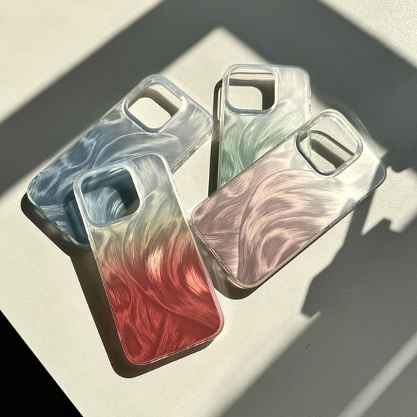 1 Pair High-grade Gradient Pearlescent Pink Phone Case 2