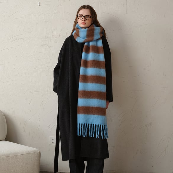1 Stück Retro-Streifen-Rayon-Winterschals für Damen