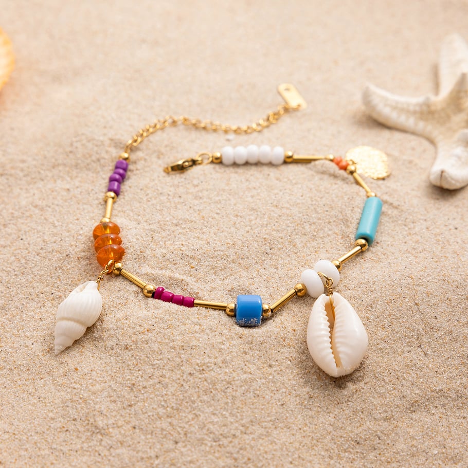 1 stuk Oceanic Shell roestvrij staal goudkleurige dames bedelarmbanden Afbeelding6