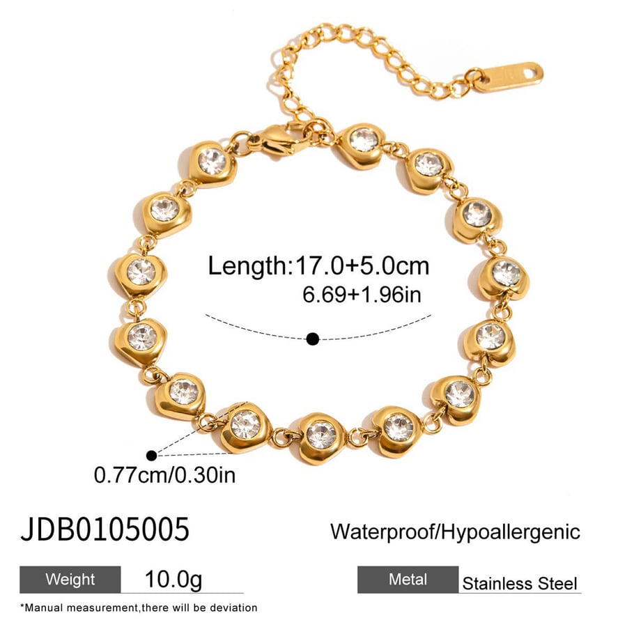 Bracelet chaîne luxueux en acier inoxydable doré pour femme, motif étoile, 1 pièce 