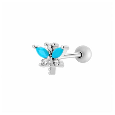 1 Adet Kelebek Bakır Altın Rengi Zirkonyum Piercing Küpe h5 