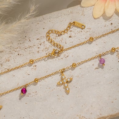 1 pezzo di collana con ciondolo a croce in acciaio inossidabile, elegante e lussuoso, da donna h5 Immagine3