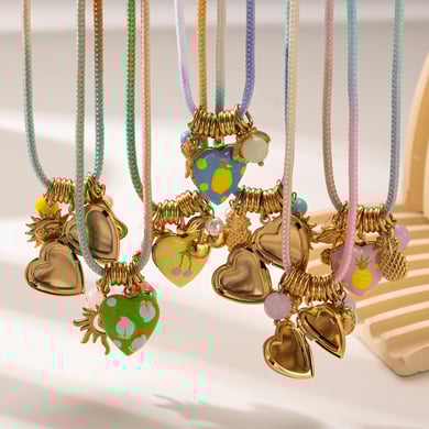 Collier pendentif croix cœur rétro en pierres naturelles couleur or 1 pièce h5 Image3