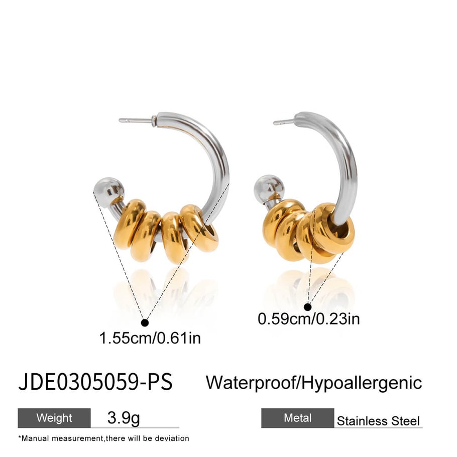 1 par de pendientes de aro minimalistas de acero inoxidable en color dorado para mujer h5Imagen2