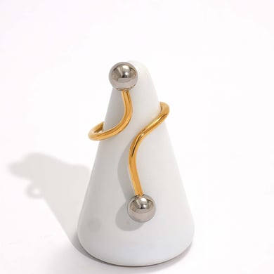 1 pezzo di anelli semplici in acciaio inossidabile color oro h5 