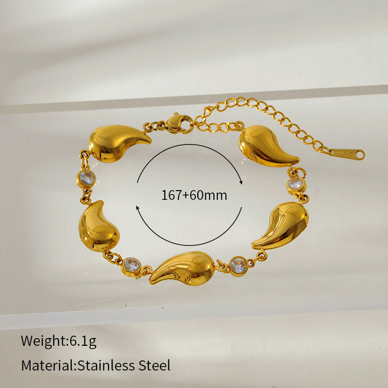 1 Stück Herz Edelstahl Goldfarben Charm Armband 