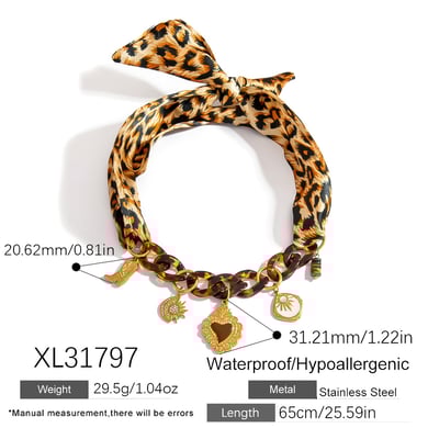 1 stuk luipaard stoffen hanger ketting h5 Afbeelding2